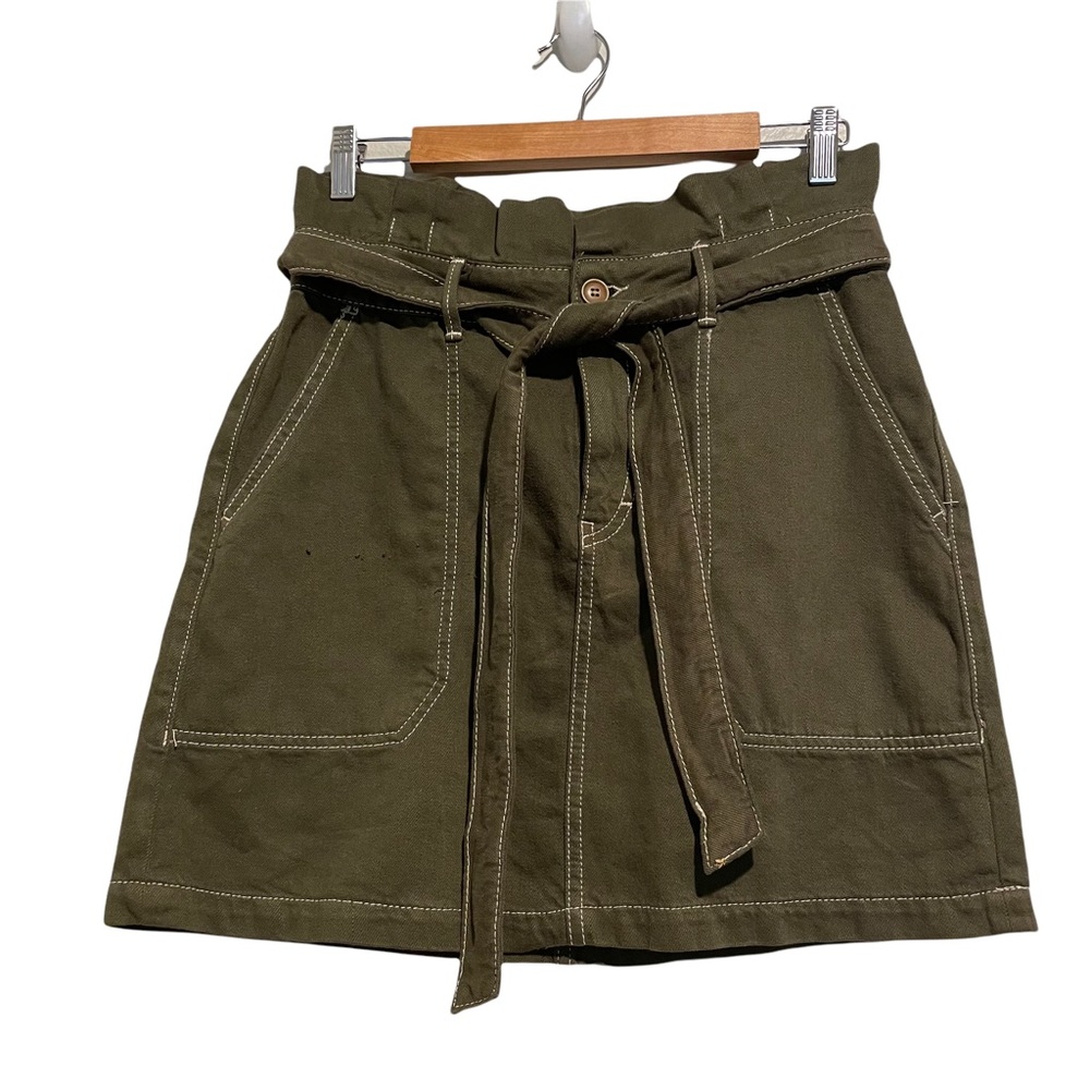 Free People Splendor Paper Bag Olive Green Skirt